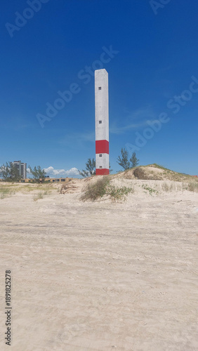 Lighthouse in the dunes in the city of Arroio do Sal, Brazil.