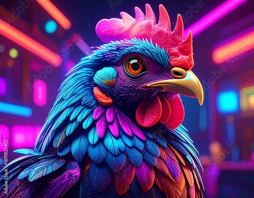  Galinha estilo neon 