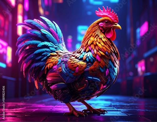 Galinha estilo neon 