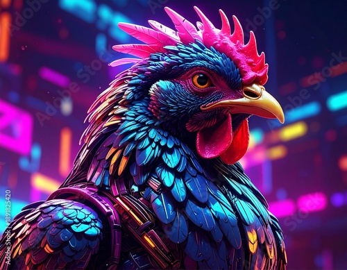  Galinha estilo neon 