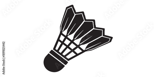 Badminton shuttlecock vector icon, isolated on transparent background, black outline and filled style, minimal flat design
