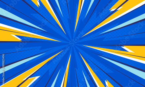 RADIAL MOTION LINES COMIC STRIP. A retro frame with abstract lines for creating your own comics. Easily editable elements for creating dynamic motion.