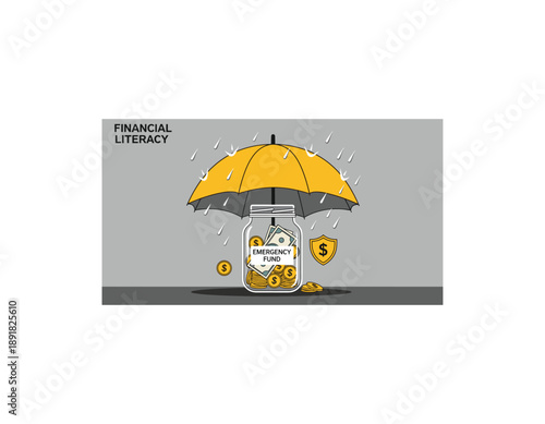 Emergency fund protected under umbrella during financial storm