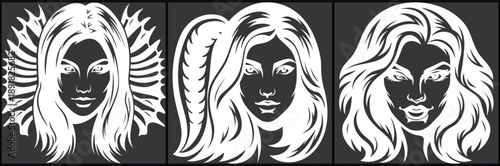 Woman Hairstyle Design Set