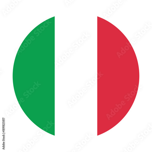 Round icon with the image of the Italy flag on a transparent background. SVG. Vector graphics