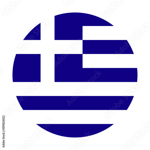 Round icon with the image of the Greece flag on a transparent background. SVG. Vector graphics