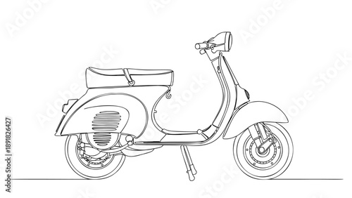 Classic Motor Scooter Italian Style Line Art Urban Travel Delivery Icon