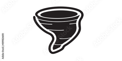 Tornado and typhoon vector icon, twister and cyclone symbol, hurricane sign, isolated on transparent background, black outline and filled style, minimal flat design
