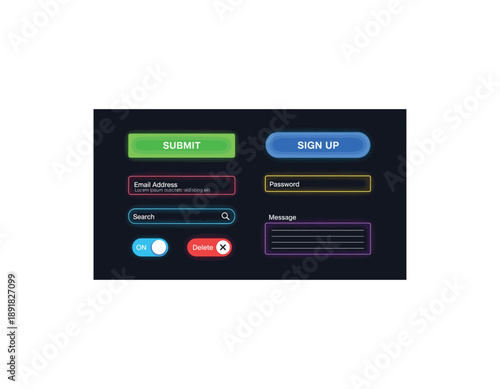 Modern interface with buttons for submit and sign up