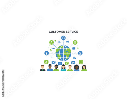 Global customer service team providing support and communication worldwide