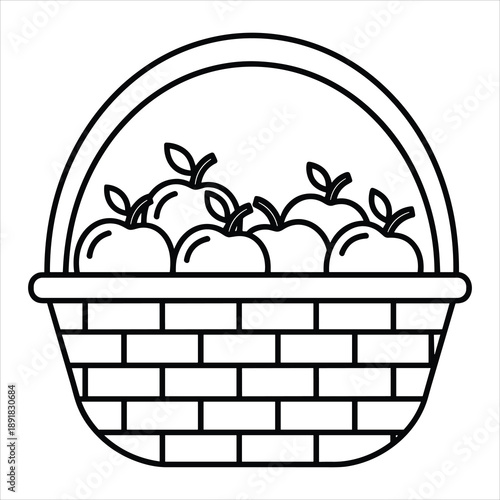 Basket of fresh apples icon for harvest season