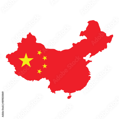 China Map Graphic - National Flag Colors Map of China for Geographic and Cultural Projects