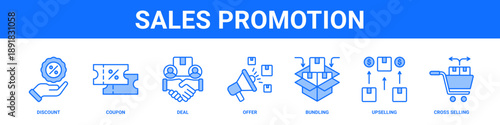 Sales Promotion web banner icon set collection solid style.