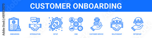Customer Onboarding web banner icon set collection solid style.