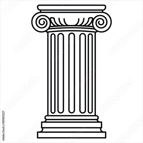 Classic Greek column icon for architecture and law