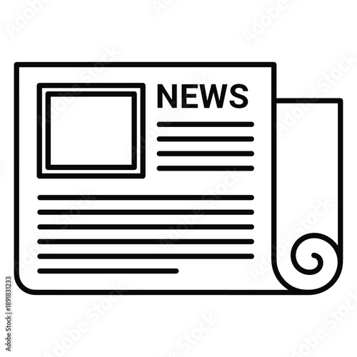 Newspaper line art icon for media and journalism