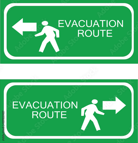 Evacuation Route Icon Emergency Exit Symbol