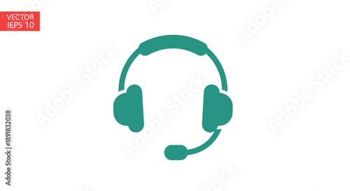 Teal Headset Icon with Microphone for Communication and Support.