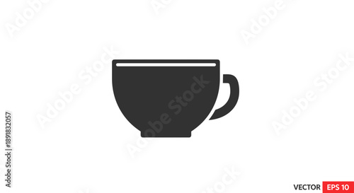 Simple Black Silhouette of a Coffee Cup Icon.