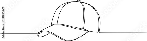 Baseball Cap Continuous Line Art Vector Illustration