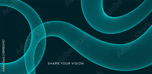 Desktop wallpaper vector background with flowing turquoise mesh lines for computer screens, presentation slides and landing pages