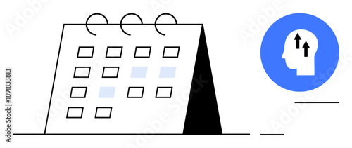 Productivity concept. Productivity ed with a calendar and growth icon indicating time management. Productivity applications and efficiency enhancements. For business, education, personal planning