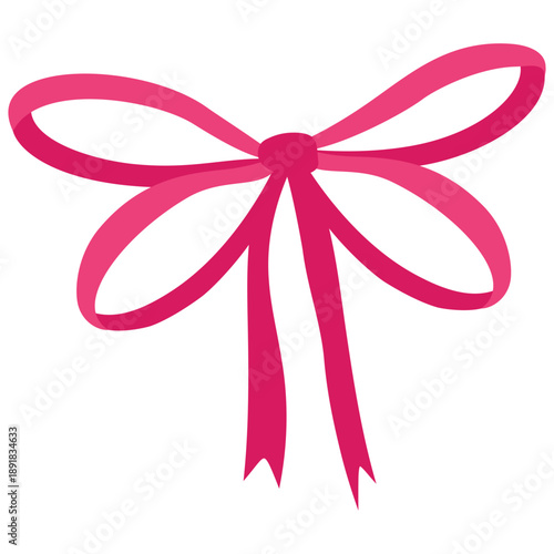Pink ribbon bow illustration, festive gift wrapping decoration