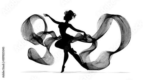 Carnival Samba Dancer Silhouette Flowing Ribbons