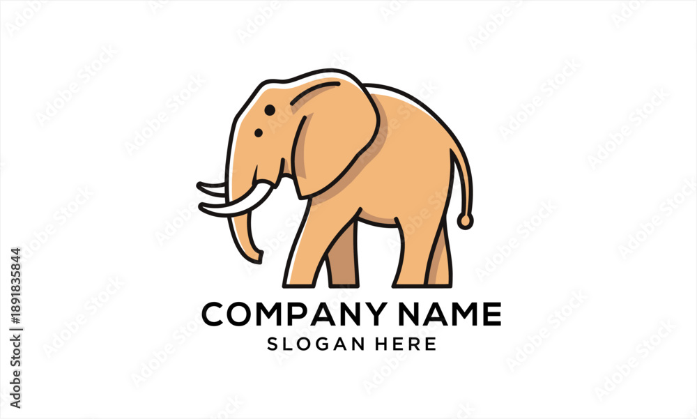 Obraz premium Cute Cartoon Elephant Logo Design for Company Branding.