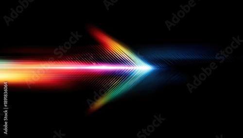 Wallpaper Mural abstract background with a rainbow color gradient, blurred light in the shape of an arrow on a black background. the concept for design and presentation with copy space Generative AI Torontodigital.ca