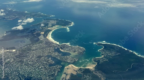 Flying over Sydney neighbourhoods on a sunny day