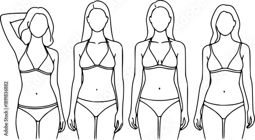 Abstract Female Body Line Art Vector Illustration Set