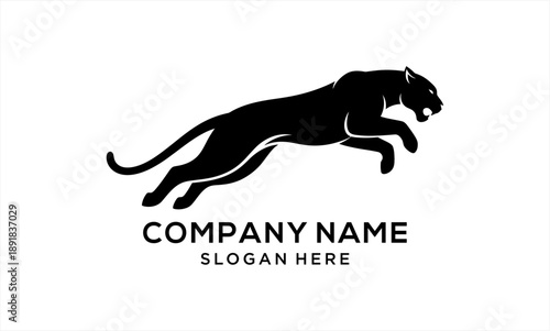 Dynamic black panther leaping forward with powerful grace and agility.