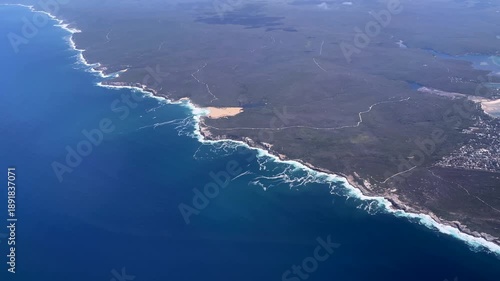 Flying over coastline of Australia near Sydney