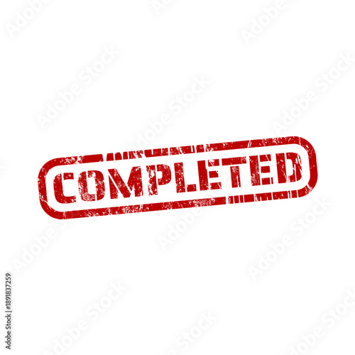 Completed grunge red rubber stamp. Vector icon