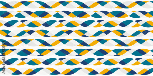 Teal and orange yellow, Retro vibes of wavy ogee pattern, abstract seamless vector background