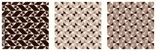 Brown and beige, neutral earthy color tessellation set, bundle of modern seamless vector patterns. Neutral retro colors. Repeatable design for fabric collection, wallpapers,