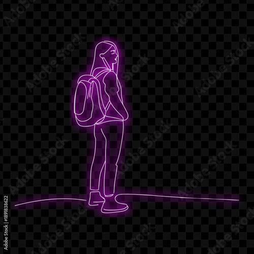 Simple Neon Line Drawing Art