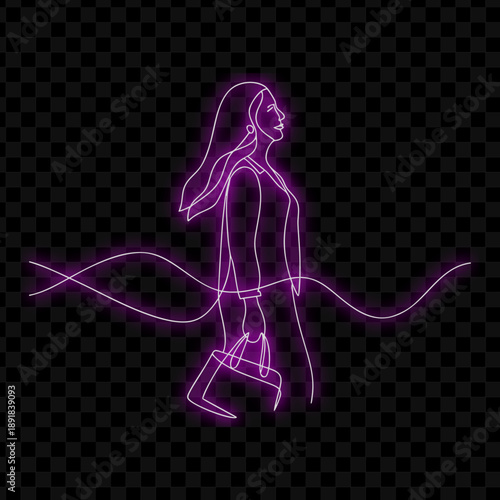 Simple Woman Line Drawing Art Neon