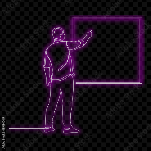 Simple Neon Line Drawing Art