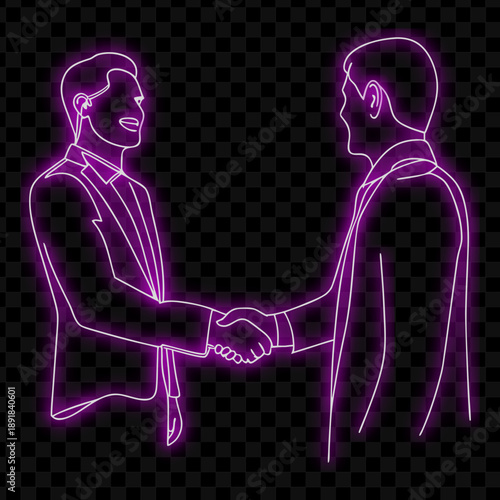Neon Teamwork Handshake Neon Art