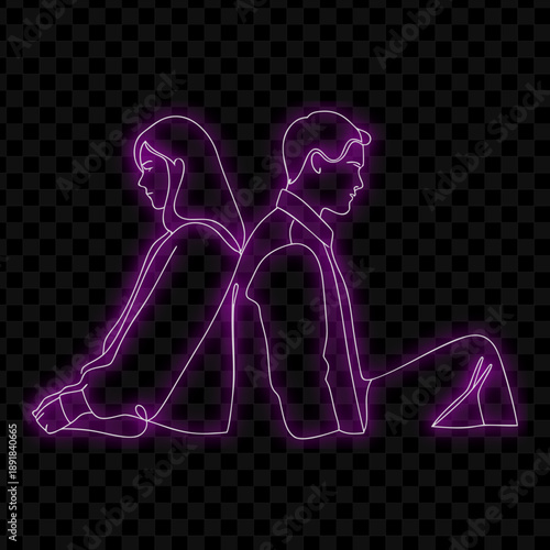 Neon Simple People Line Drawing