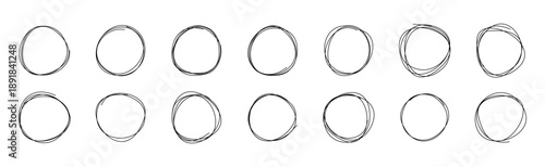 Set of Messy Line Art Round Shapes