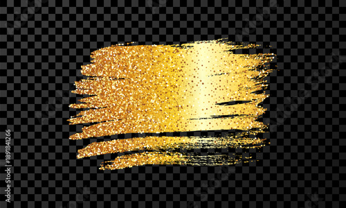 Gold brush stroke on white background