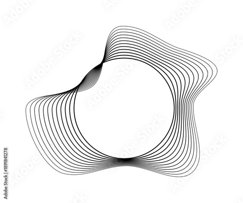 Round curved sound waves with dynamic wavy stripes