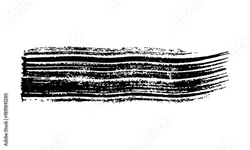 Black brush stroke on white background