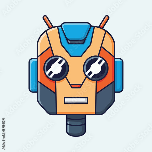Colorful Robot Head Illustration Design.
