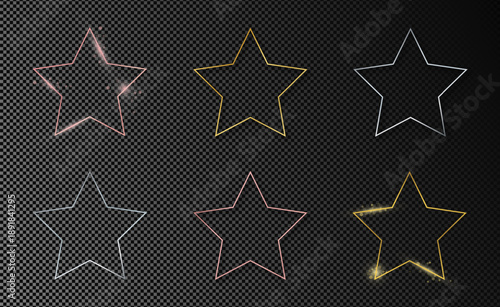 Set of six star shape frames