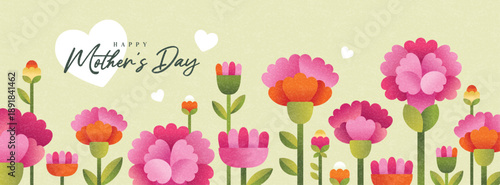 Mother's day banner design with beautiful Carnation flowers.


