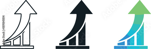 Growth outcome visualized by an upward arrow icon emerging from a base to communicate successful strategic advancement and